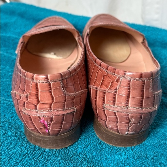 J. Crew Women's Sz 8 Academy Penny Loafers in Croc-Embossed Leather - Picture 7 of 12